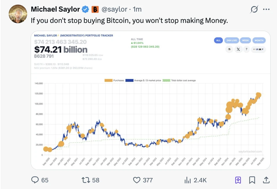 Michael Saylor再推比特币Tracker,Strategy延续次日披露增持惯例 Michael Saylor再推比特币Tracker,Strategy延续次日披露增持惯例