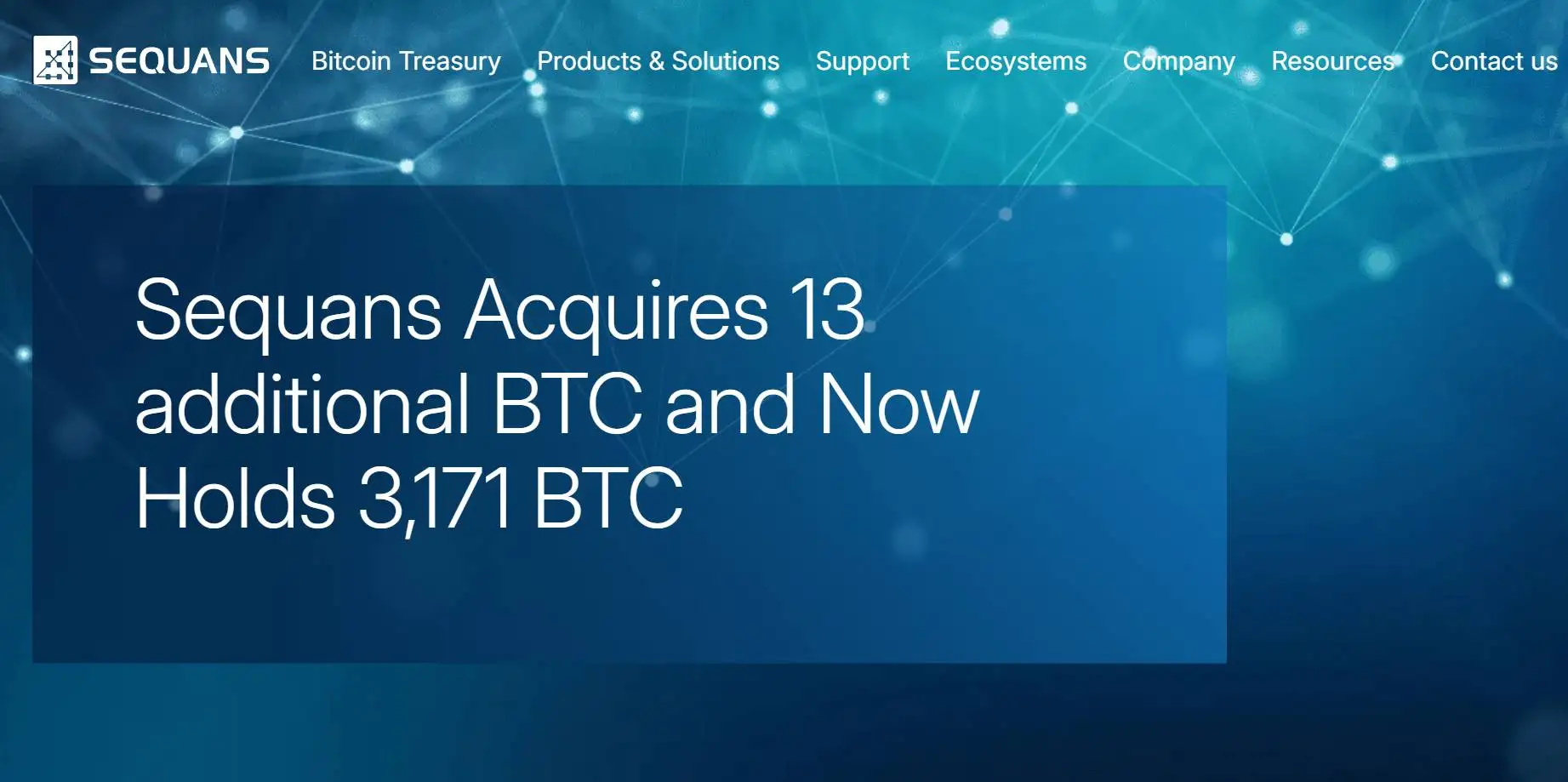 Sequans增持BTC至3171枚,均价117,012美元购入13枚 Sequans增持BTC至3171枚,均价117,012美元购入13枚