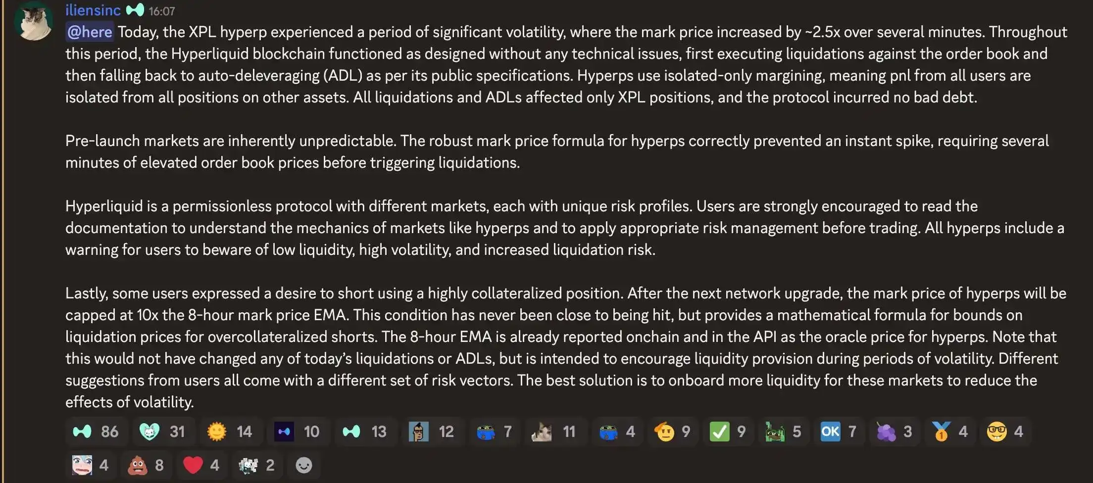 Hyperliquid回应XPL套保狙击事件：否认漏洞并计划升级限制价格波动