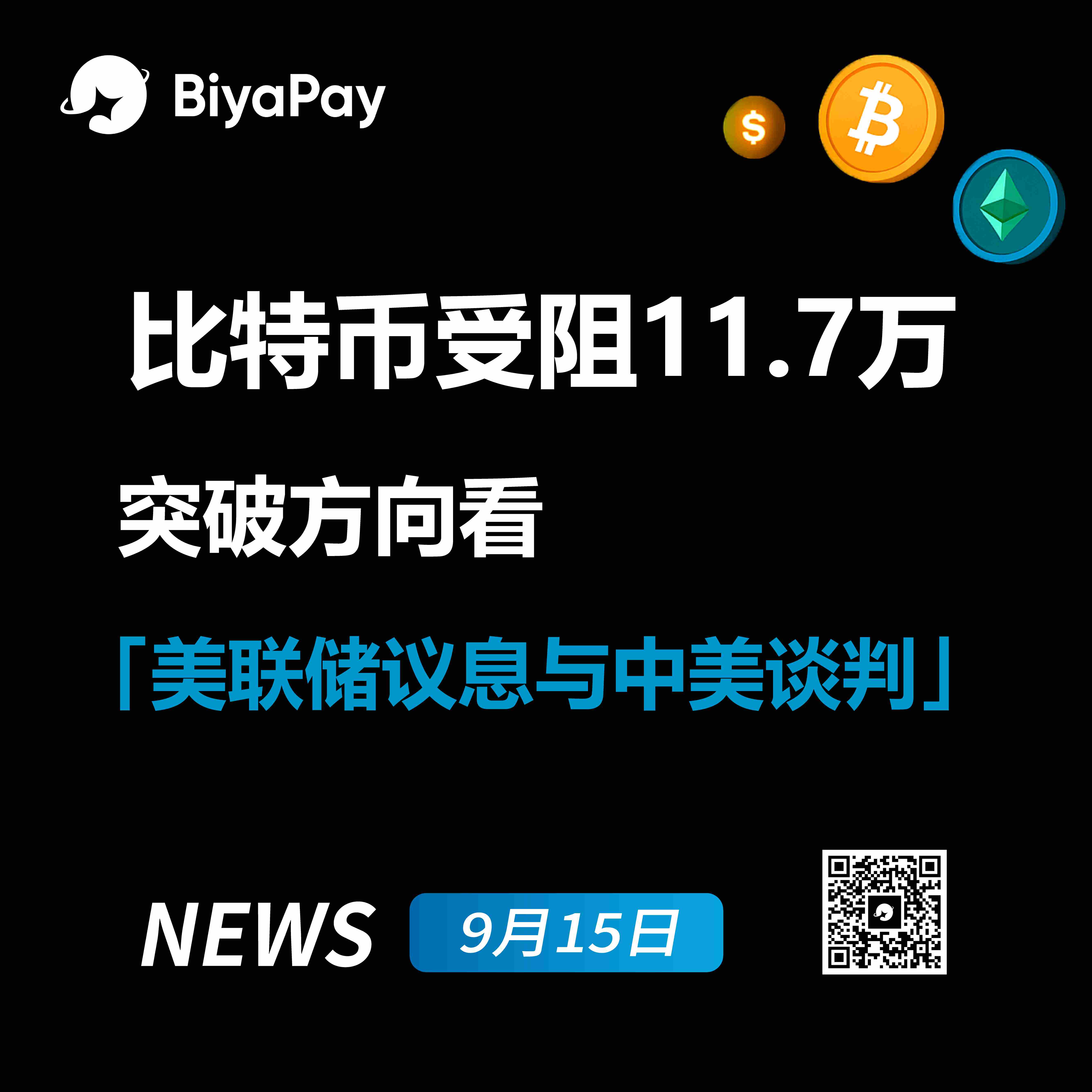 比特币震荡于11.4万至11.7万美元区间，美联储政策与中美谈判成关键变量